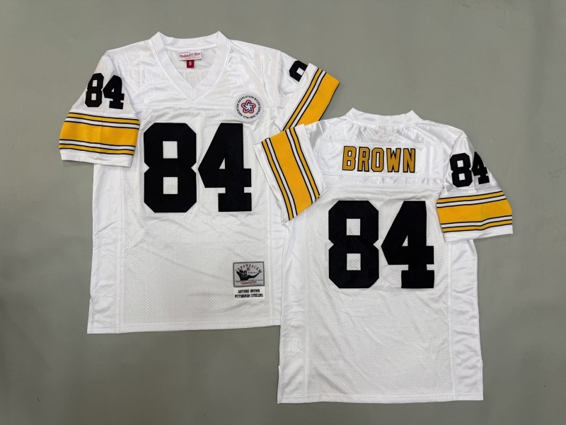 Men 2025 Pittsburgh Steelers #84 Brown white Throwback Limited NFL Jersey style 001